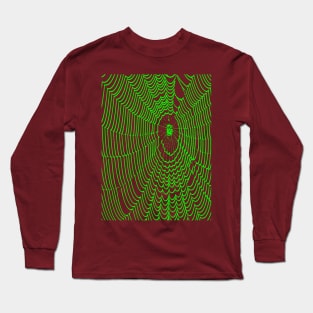 Artistic Halloween Spider Web Cobweb Doodle In Green Long Sleeve T-Shirt